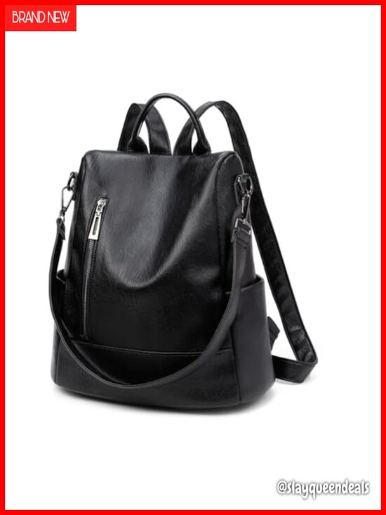 Women\'s Anti-theft PU Leather Backpack - Water-resistant Rucksack with main image 5